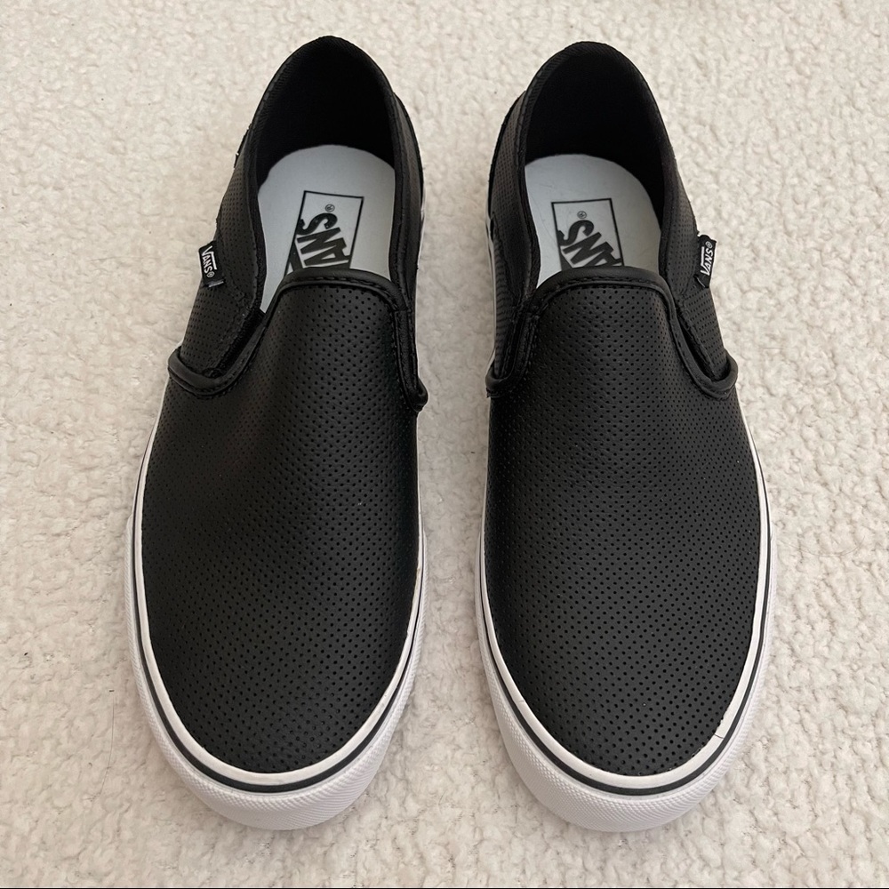 Brand new Vans Asher Perforated Slip-On black leather - Women's 9, Mens 7.5